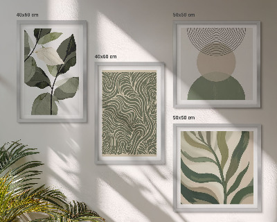 Composição de quadros Folhas com formas geométricas abstratas