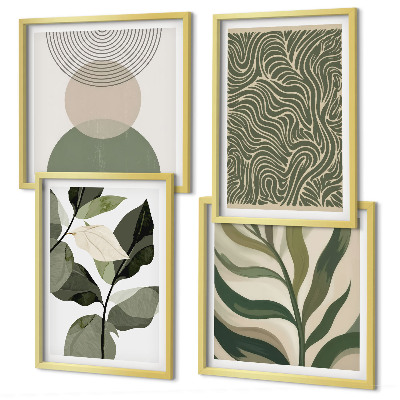 Composição de quadros Folhas com formas geométricas abstratas