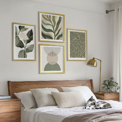 Composição de quadros Folhas com formas geométricas abstratas