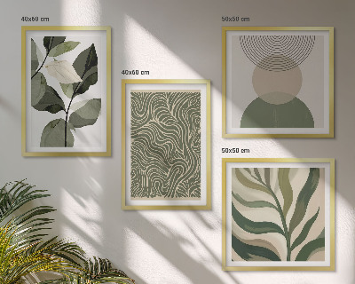 Composição de quadros Folhas com formas geométricas abstratas