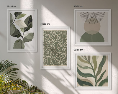 Composição de quadros Folhas com formas geométricas abstratas