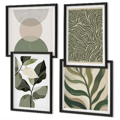 Composição de quadros Folhas com formas geométricas abstratas