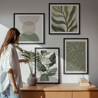 Composição de quadros Folhas com formas geométricas abstratas