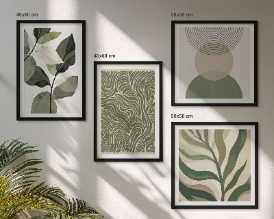 Composição de quadros Folhas com formas geométricas abstratas