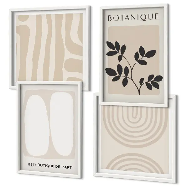Políptico de plantas delicadas em estilo boho com moldura