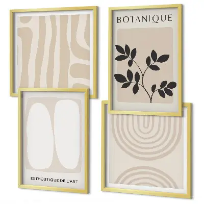 Políptico de plantas delicadas em estilo boho com moldura