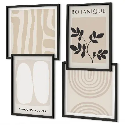 Políptico de plantas delicadas em estilo boho com moldura