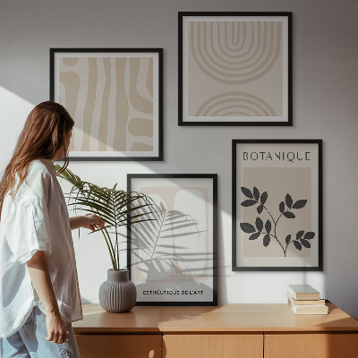 Políptico com moldura Pôsteres de plantas delicadas em estilo boho