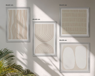 Conjunto de 4 quadros com moldura Formas abstratas de padrões boho.