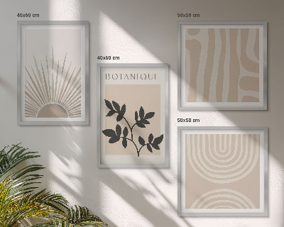 Políptico com moldura Padrões abstratos de plantas
