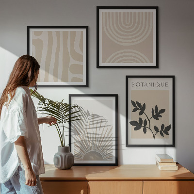 Políptico com moldura Padrões abstratos de plantas