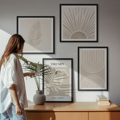 Composição de quadros Pôsteres abstratos boho em tons pastel