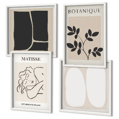 Conjunto de 4 quadros com moldura As elegantes pinturas de plantas de Matisse