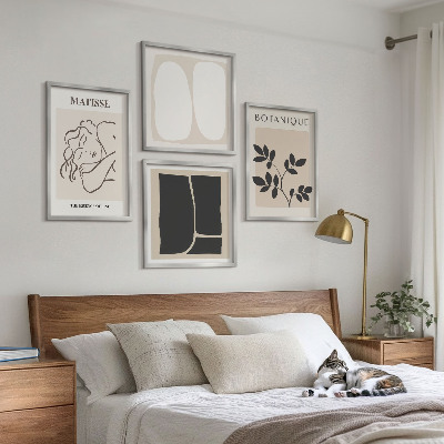 Conjunto de 4 quadros com moldura As elegantes pinturas de plantas de Matisse