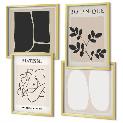 Conjunto de 4 quadros com moldura As elegantes pinturas de plantas de Matisse