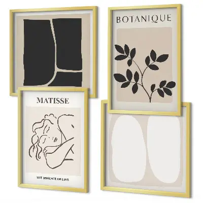 Conjunto de 4 quadros com moldura com estampas elegantes de plantas de Matisse