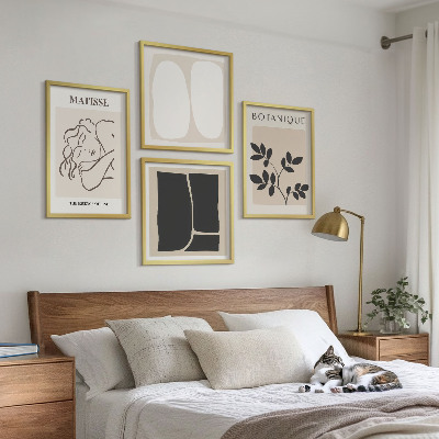 Conjunto de 4 quadros com moldura As elegantes pinturas de plantas de Matisse