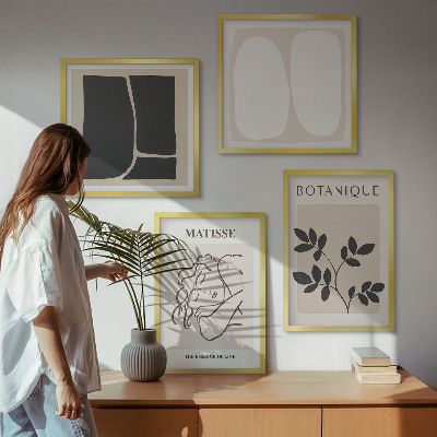 Conjunto de 4 quadros com moldura As elegantes pinturas de plantas de Matisse