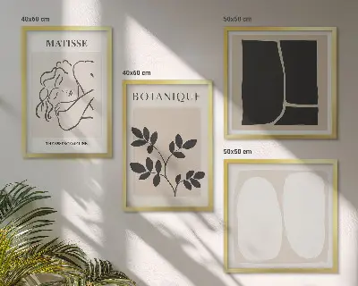 Conjunto de 4 quadros com moldura com estampas elegantes de plantas de Matisse