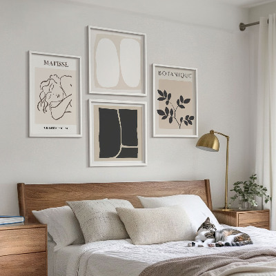 Conjunto de 4 quadros com moldura As elegantes pinturas de plantas de Matisse