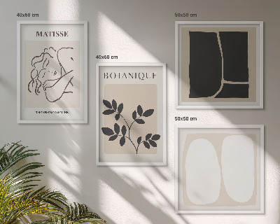 Conjunto de 4 quadros com moldura As elegantes pinturas de plantas de Matisse