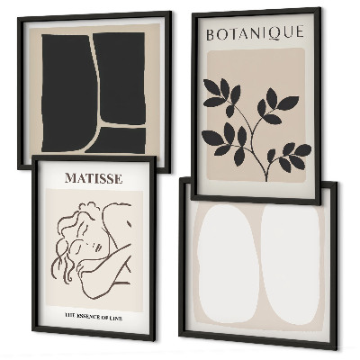 Conjunto de 4 quadros com moldura As elegantes pinturas de plantas de Matisse