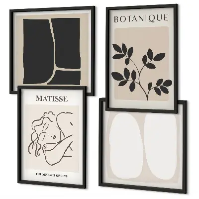 Conjunto de 4 quadros com moldura com estampas elegantes de plantas de Matisse