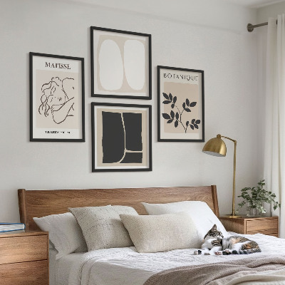Conjunto de 4 quadros com moldura As elegantes pinturas de plantas de Matisse