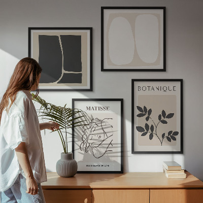 Conjunto de 4 quadros com moldura As elegantes pinturas de plantas de Matisse