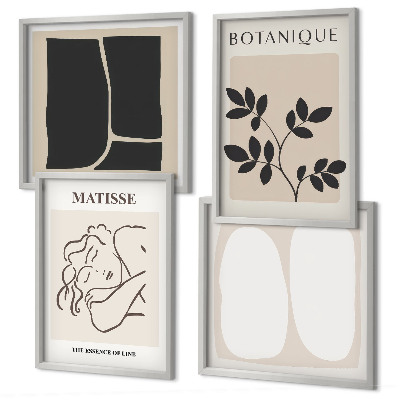 Conjunto de 4 quadros com moldura As elegantes pinturas de plantas de Matisse