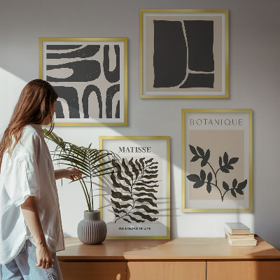 Políptico com moldura Pôsteres minimalistas de plantas