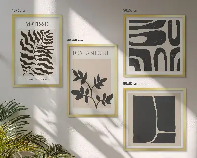 Pôsteres minimalistas de plantas políptico com moldura