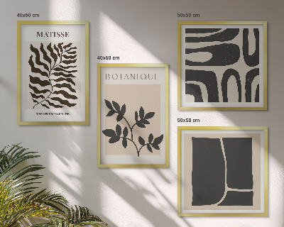 Políptico com moldura Pôsteres minimalistas de plantas