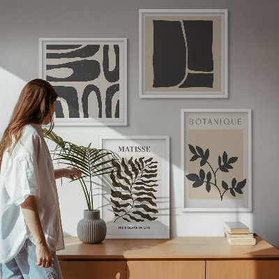 Políptico com moldura Pôsteres minimalistas de plantas