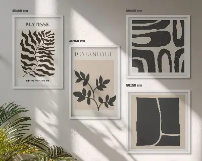 Pôsteres minimalistas de plantas políptico com moldura