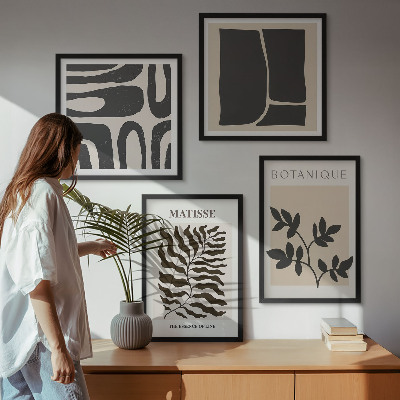 Políptico com moldura Pôsteres minimalistas de plantas