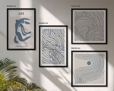 Composição de quadros Linhas azuis abstratas