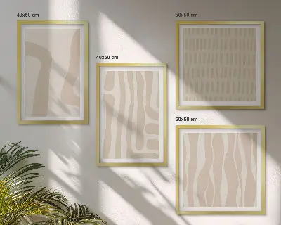 Composição de quadros com formas abstratas de padrões boho