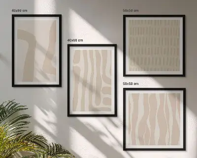 Composição de quadros com formas abstratas de padrões boho
