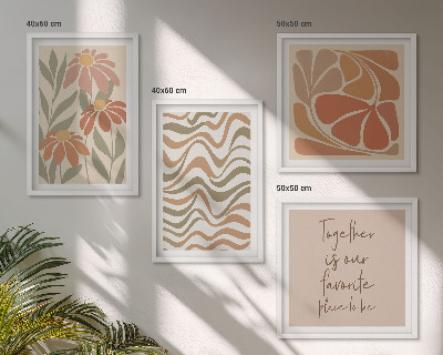 Conjunto de 4 quadros com moldura Flores abstratas em tons pastel