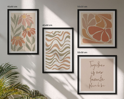 Conjunto de 4 quadros com moldura Flores abstratas em tons pastel