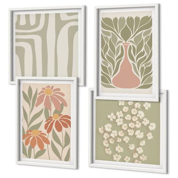 Composição de quadros Floral minimalista boho