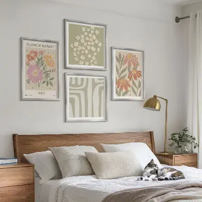 Políptico com moldura motivos botânicos com minimalismo parisiense