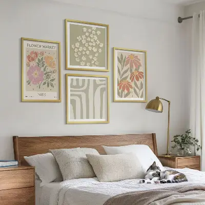 Políptico com moldura motivos botânicos com minimalismo parisiense