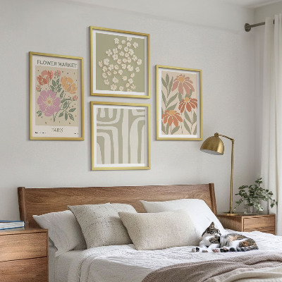 Políptico com moldura Motivos botânicos, minimalismo parisiense