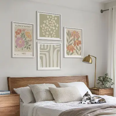 Políptico com moldura motivos botânicos com minimalismo parisiense
