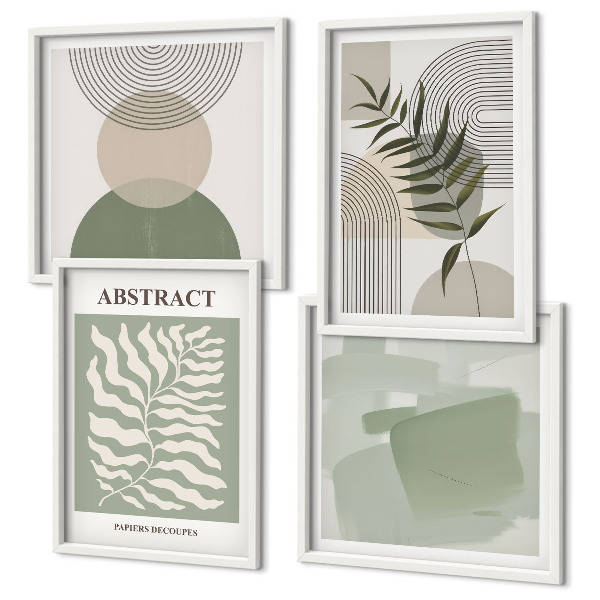 Composição de quadros Abstrações botânicas boho