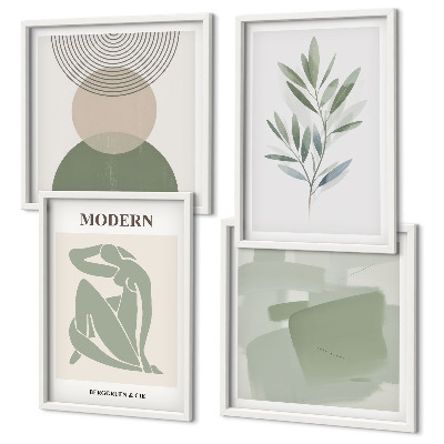 Políptico com moldura Gráficos abstratos e elegantes de plantas