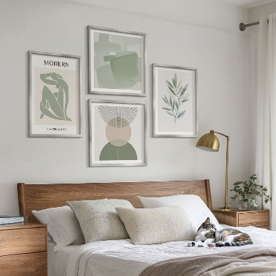 Políptico com moldura Gráficos abstratos e elegantes de plantas