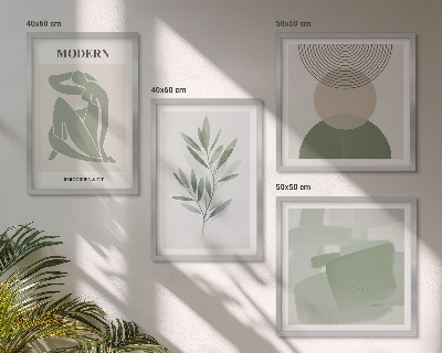 Políptico com moldura Gráficos abstratos e elegantes de plantas